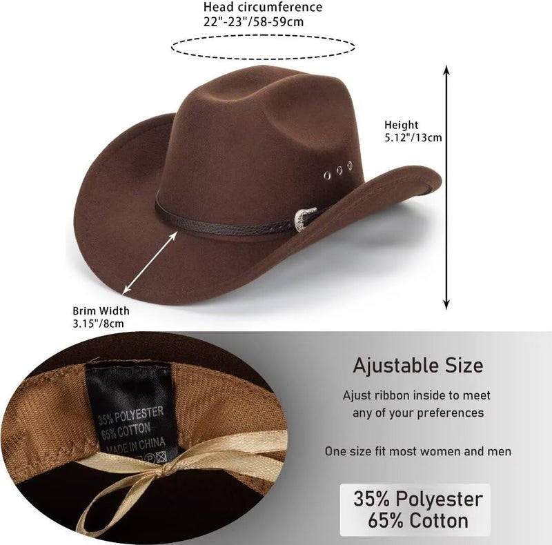 UTOWO Vintage Western Cowboy Hat for Men Outback Cowgirl Hat M/L - Image 4